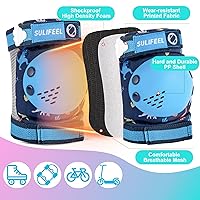 Vista 4 de SULIFEEL Rodilleras de arcoíris y unicornio para niños, coderas, muñequeras con bolsa de cordón, juego de equipo de protección ajustable para niñas