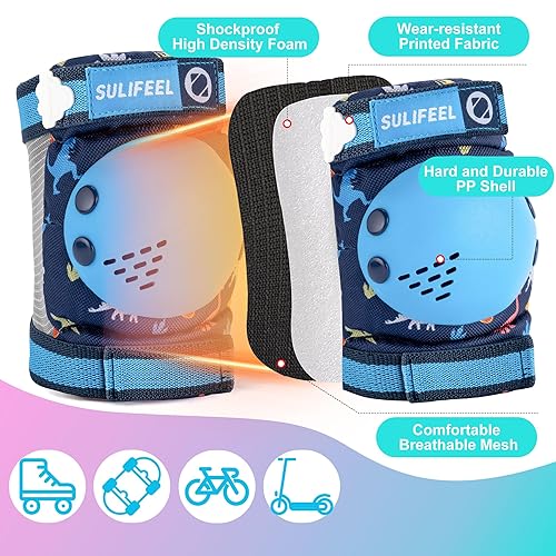 Miniatura 4 de SULIFEEL Rodilleras de arcoíris y unicornio para niños, coderas, muñequeras con bolsa de cordón, juego de equipo de protección ajustable para niñas