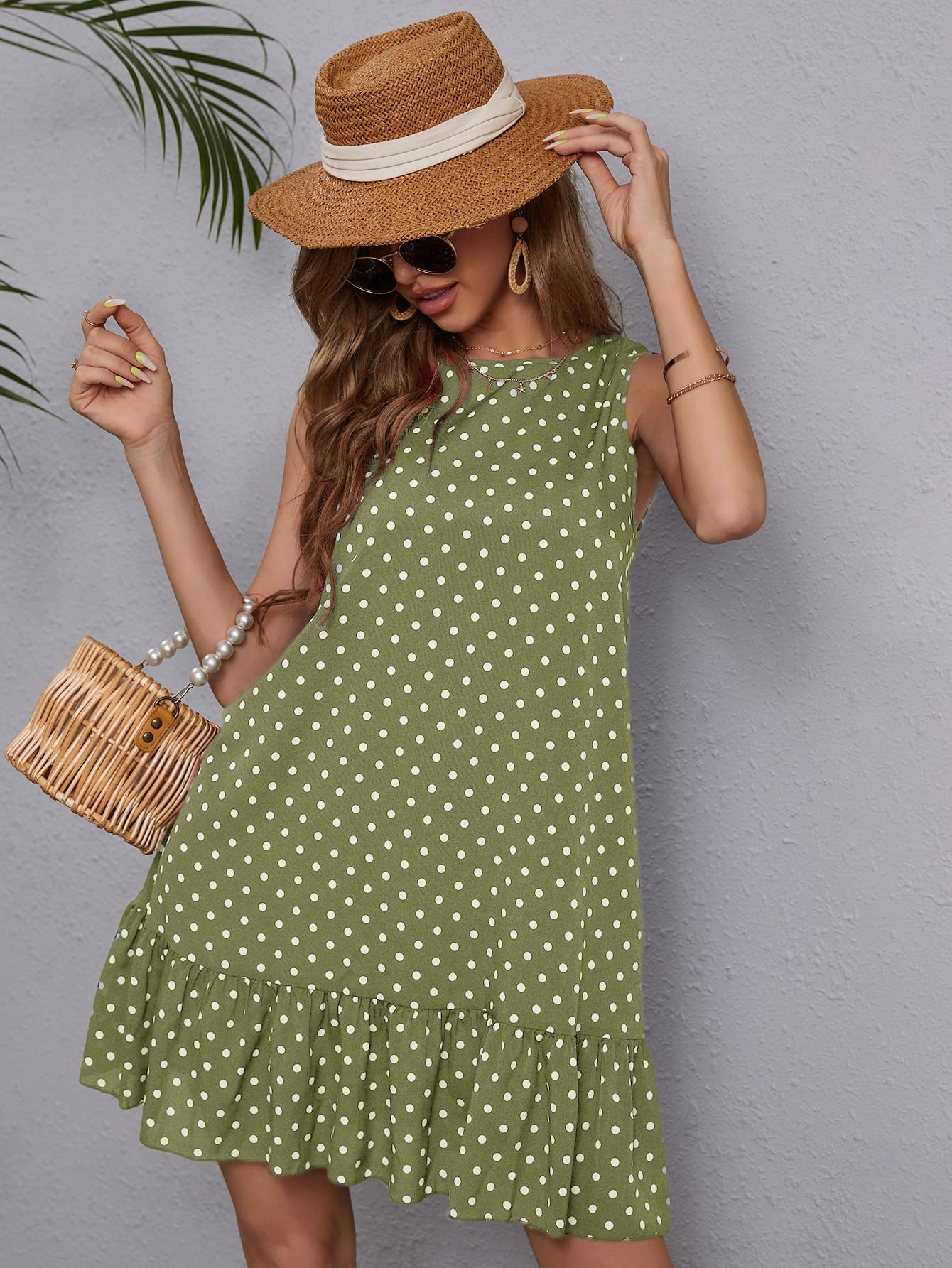 green polka dot ruffle dress Laura Midi Dress in Green Eyelet M