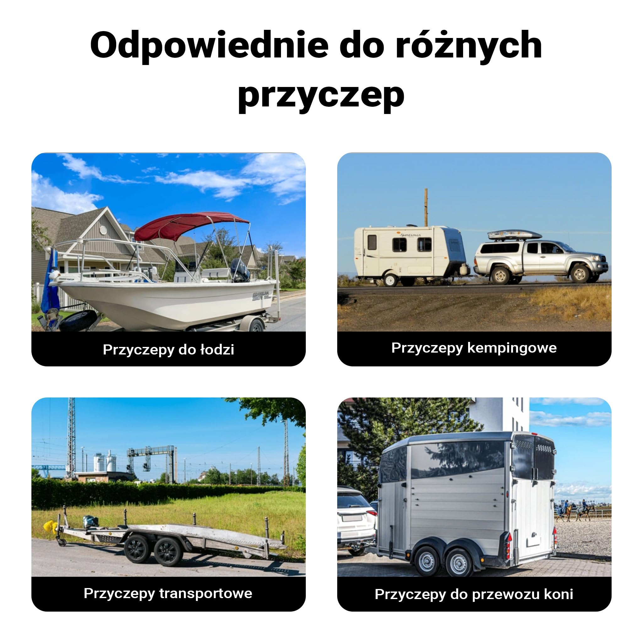 Koło podporowe do przyczepy z obejmą i zaciskami do 362kg obciążenia podporowego 48mm