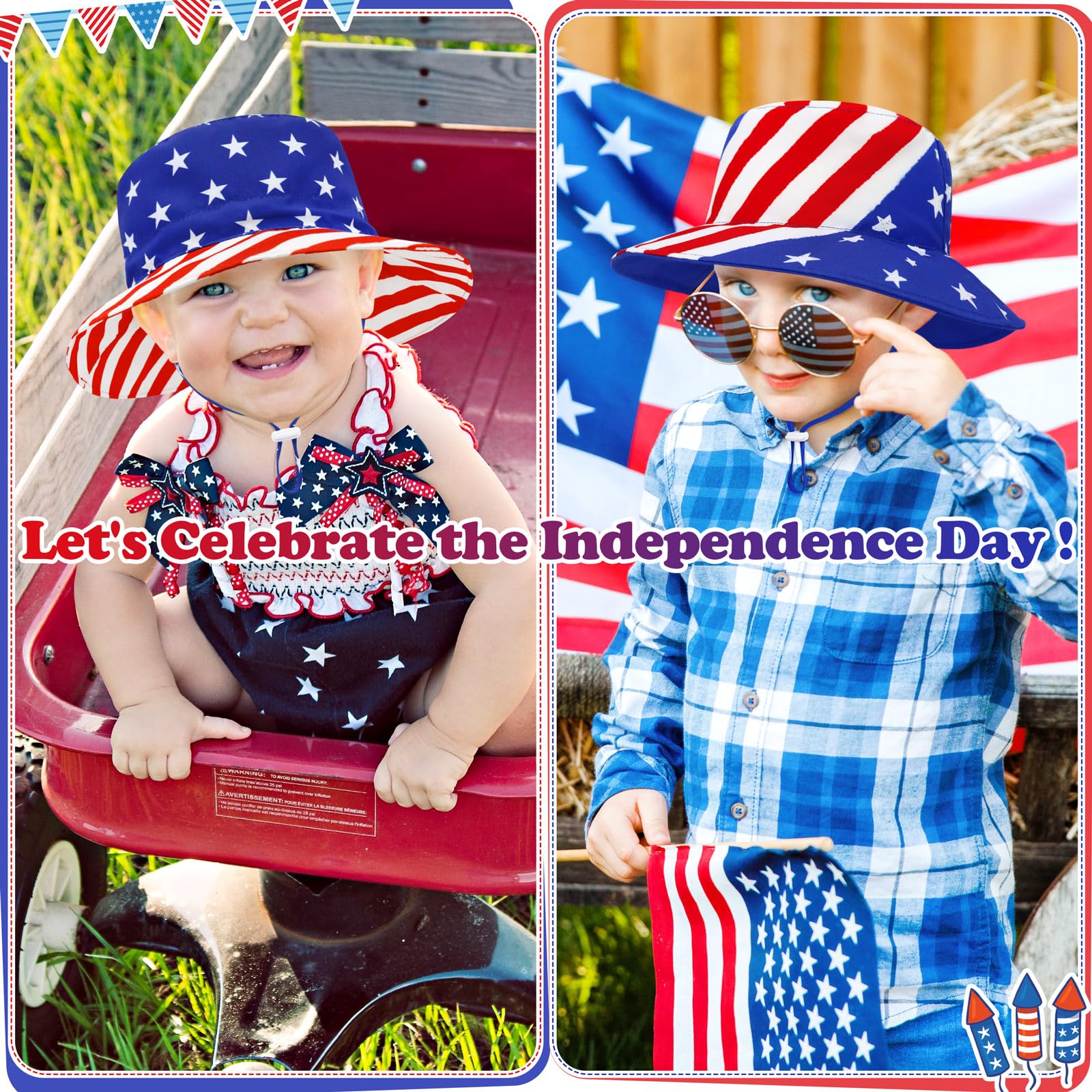 Sarfel Newborn Sun Hat Baby Sun Hats 0-6 Months Infant Sun Hat Infant Hat Baby Bucket Hat 4th of July Hat Baby Beach Essentials, American Flag