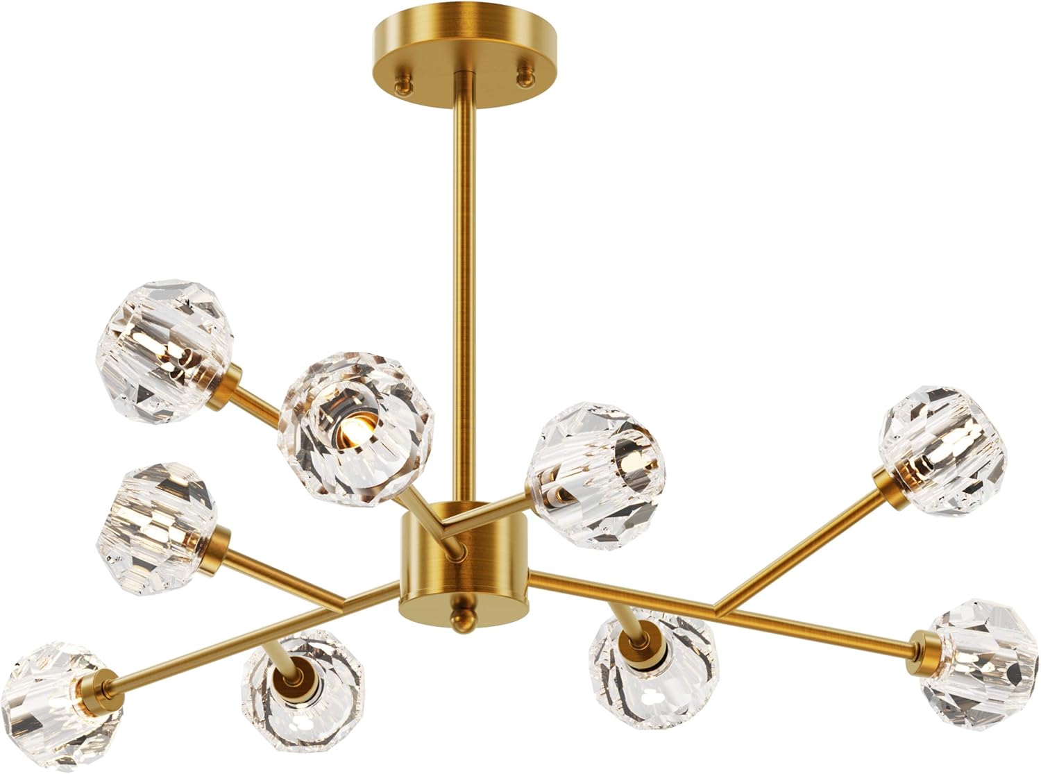 Up To 40% OFF SEOL-Light Retro Brass Sputnik Crystal Ball Shade Branches Chandeliers Hanging Pendant Ceiling Light Polished Gold with 9 Light 360W Large Size 28Dia