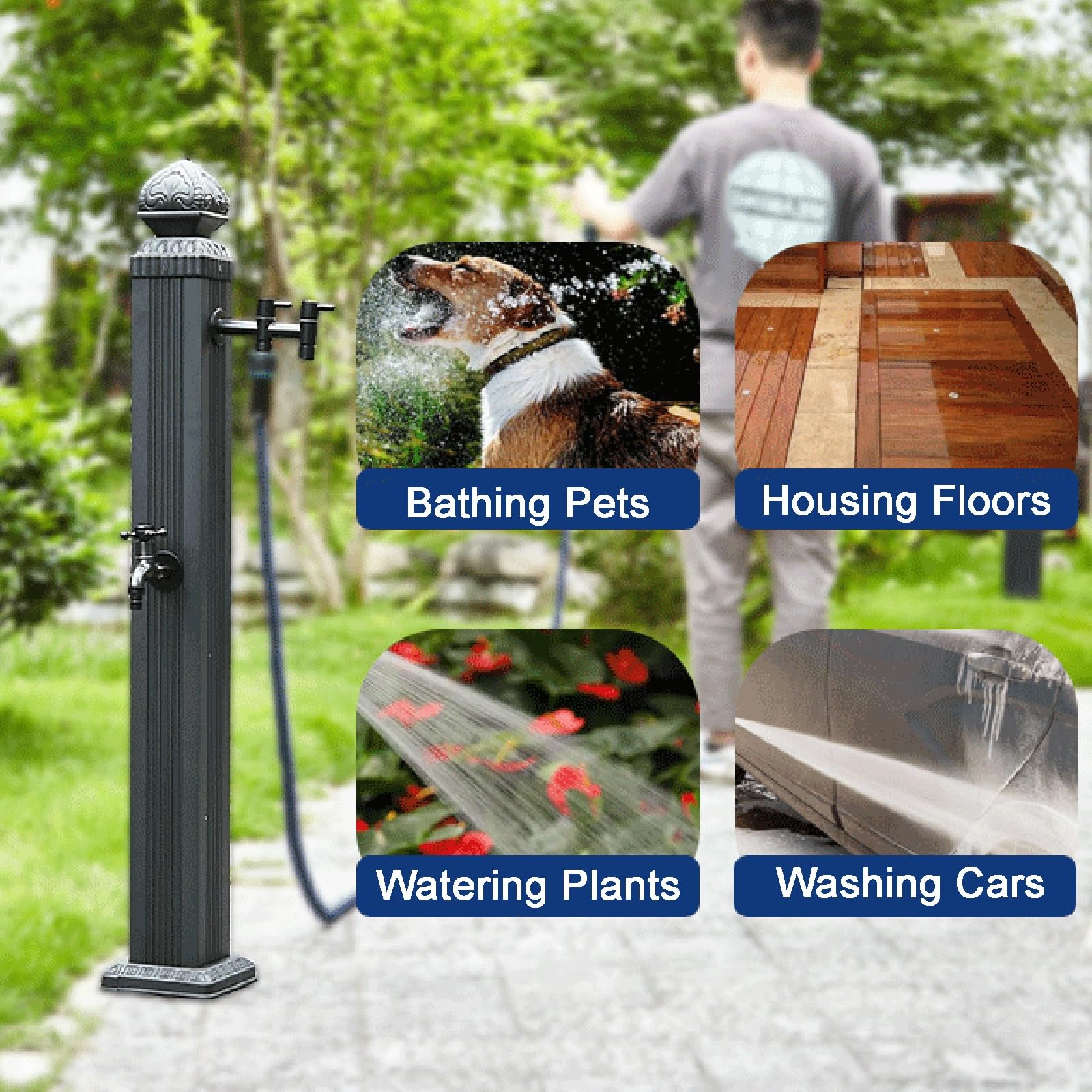 XBTGS Colonna d'acqua da giardino antigelo, autoportante, 83,8 cm, per irrigazione e lavaggio, rubinetto esterno durevole, soluzione per irrigazione da giardino resistente alle intemperie, 85 C, 85 cm