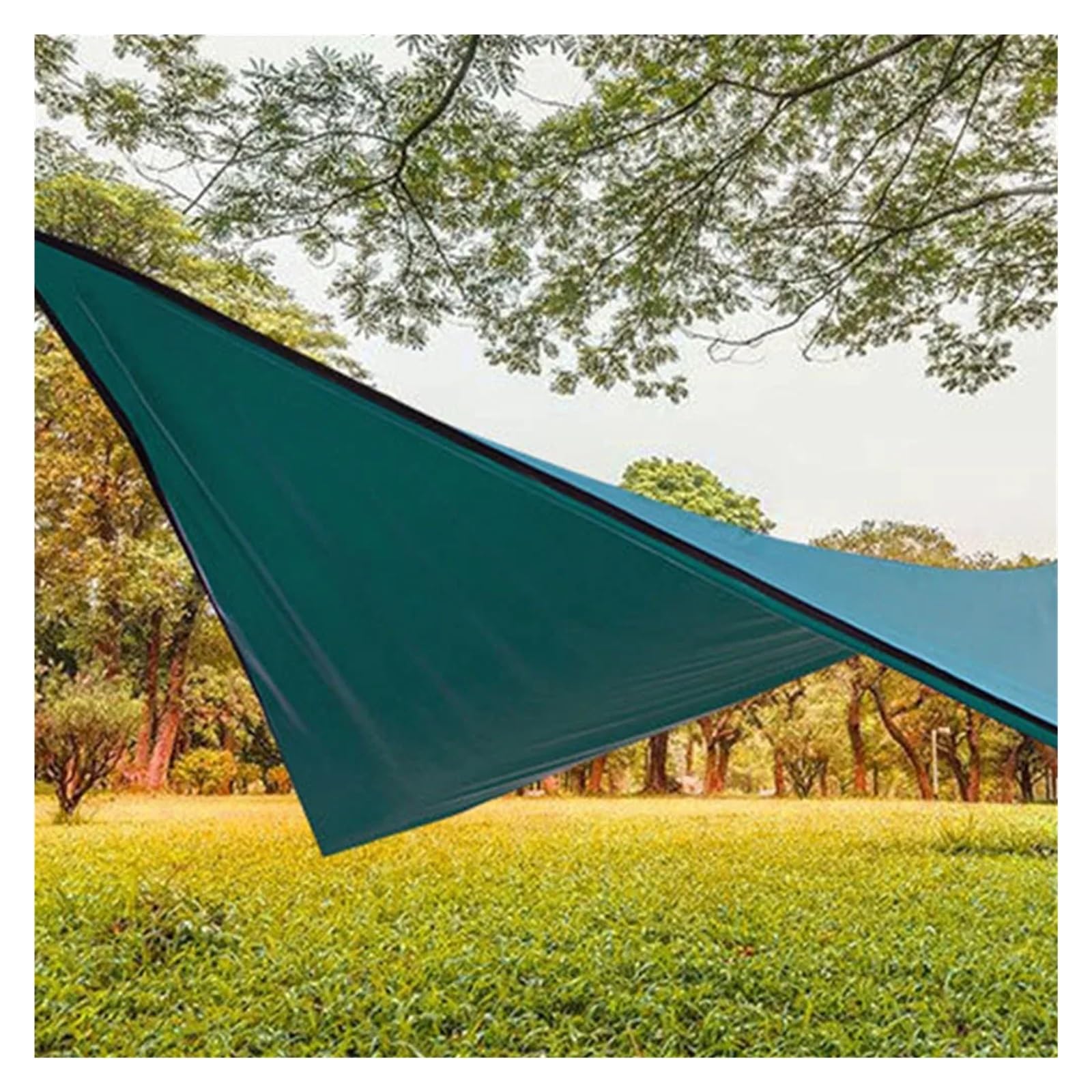 Bâche imperméable ultra légère - 350 x 280 cm - Tente de camping en plein air - Hamac de pluie - Auvent de jardin (vert noirâtre)