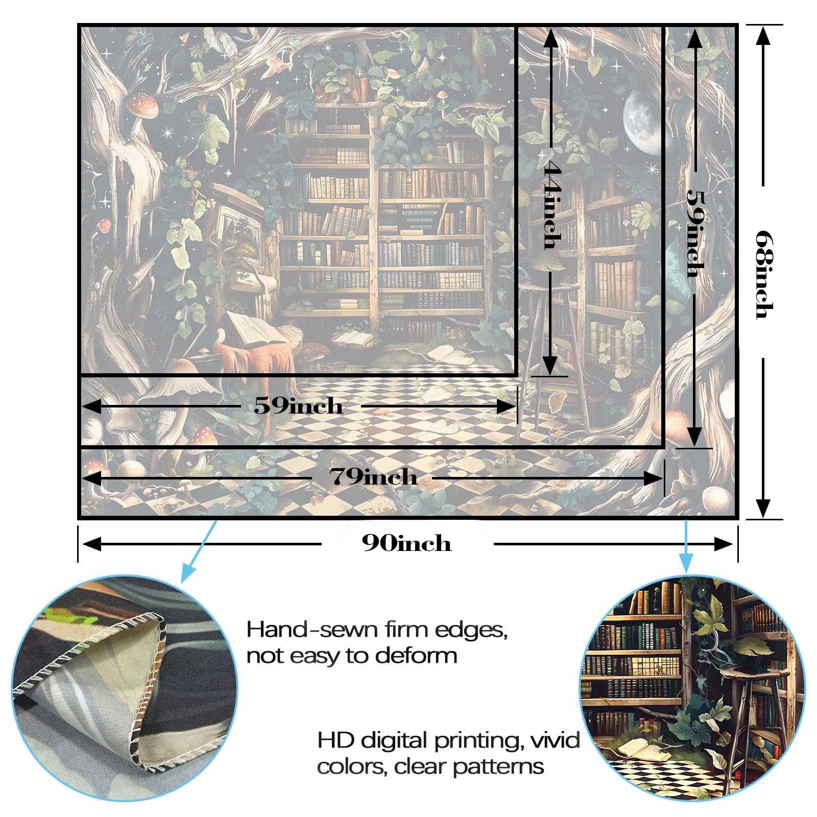Accnicc Botanical Bookshelf Tapestry Lush Green Plant Book Shelf Tapestries Wall Hanging Art Vintage Retro Potted Plants Academics Library Book Tapestry for Bedroom Living Room Dorm 80 x 60 inch: Orange 80"L x 60"W
