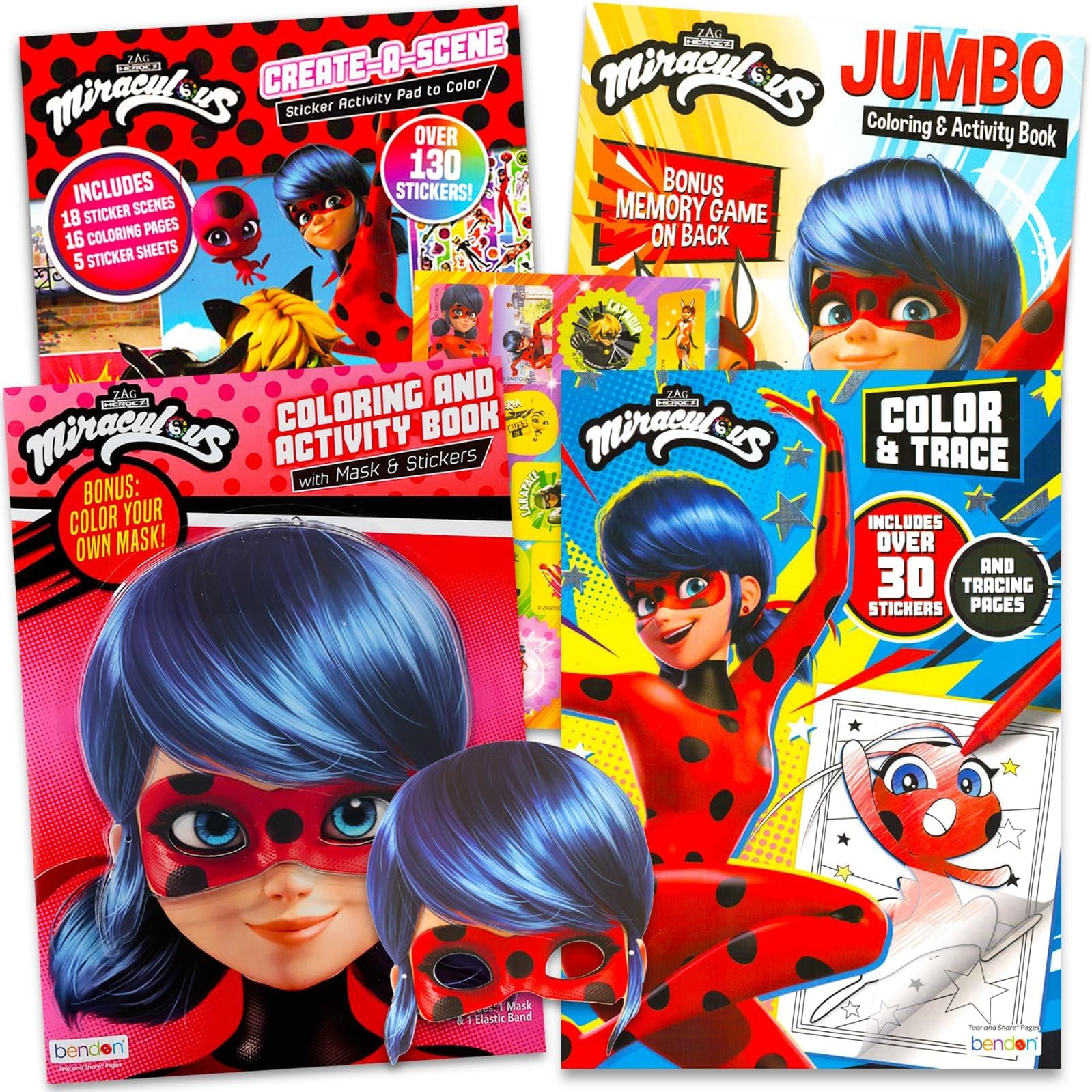 Miraculous Ladybug Activity Set for Kids - Bundle with Assorted Coloring Books, Stickers, and More | Miraculous Ladybug Party Supplies