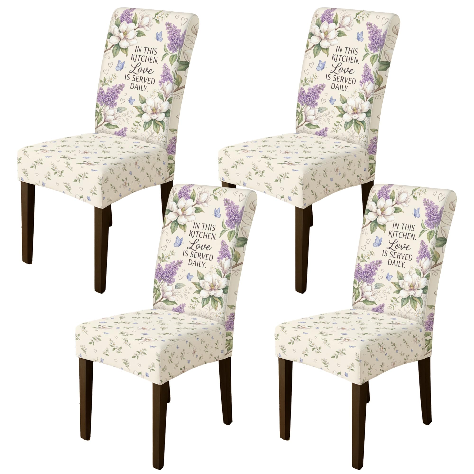 Housse de chaise de salle à manger lot de 4 en élasthanne extensible et lavable pour cuisine