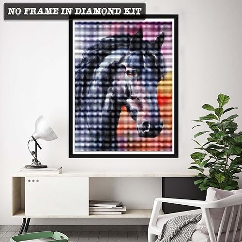 Miniatura 2 de Wergund - Kits de pintura de diamantes de caballo animal, kits de pintura de diamantes para adultos y niños, bordado de diamantes de imitación de