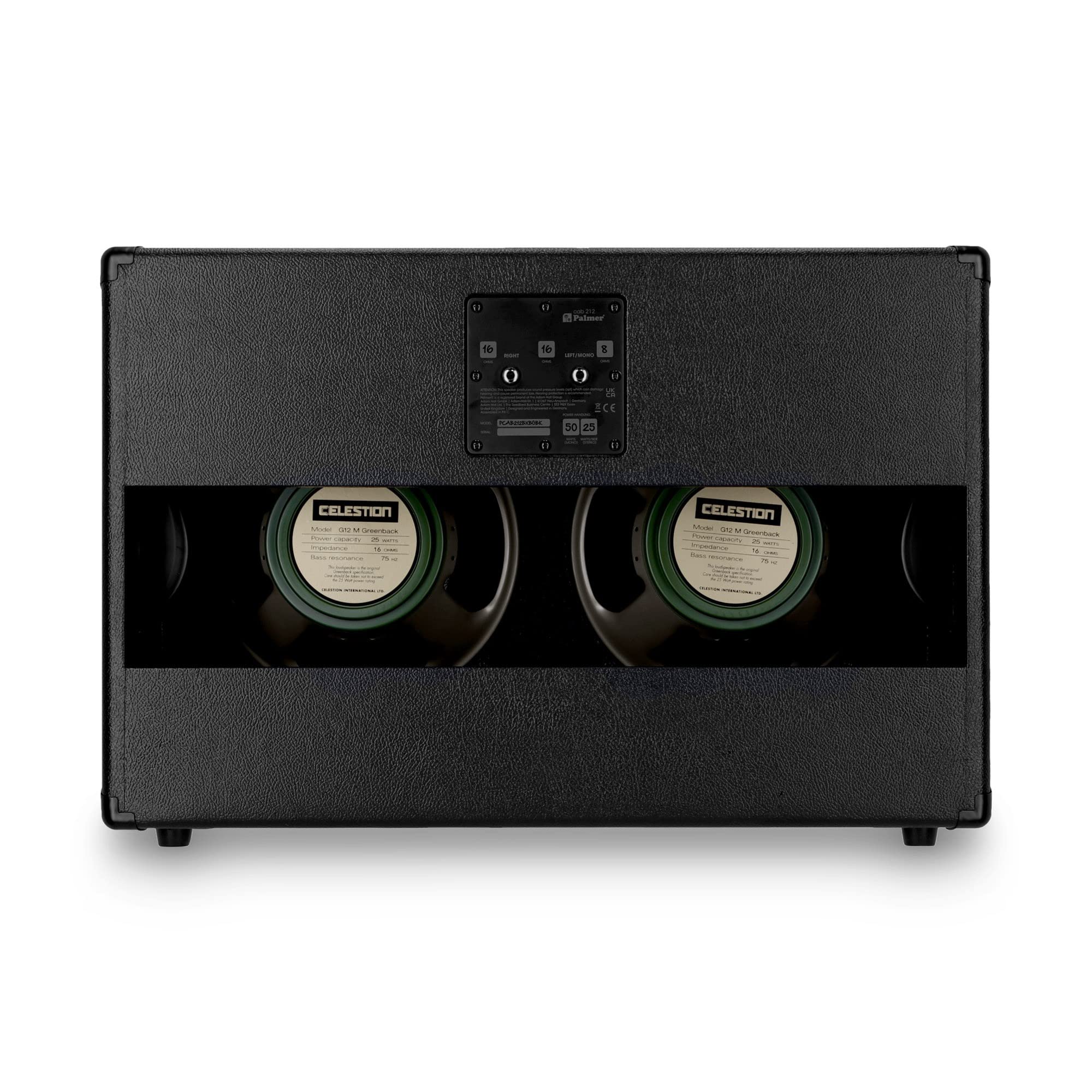 Palmer CAB 212 BX GBK - Gitarren Lautsprecherbox mit Celestion Greenback 2 x 12, Open-Back