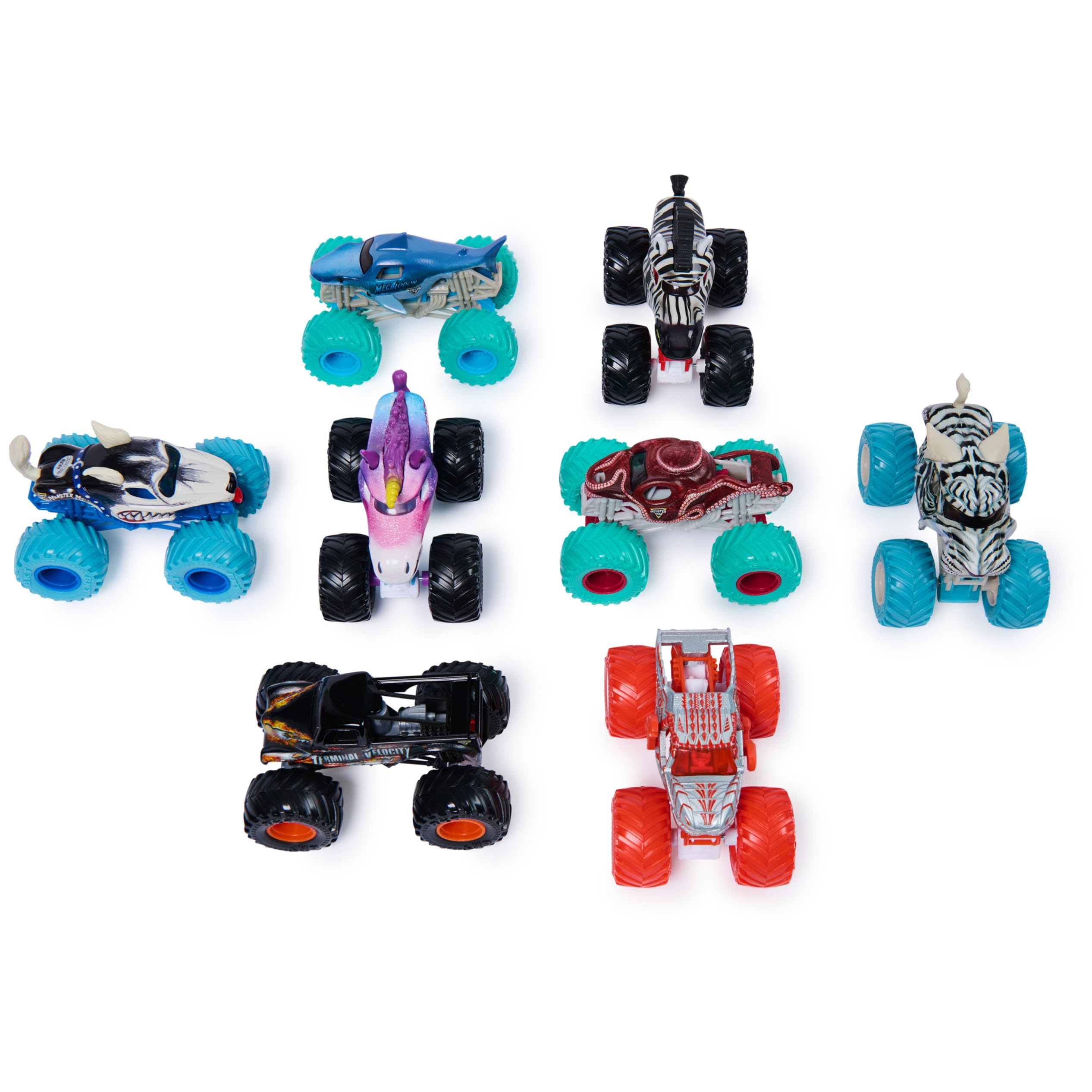 Monster Jam Megalodon vs Octon8r Monster Truck in scala 1:64 (confezione da