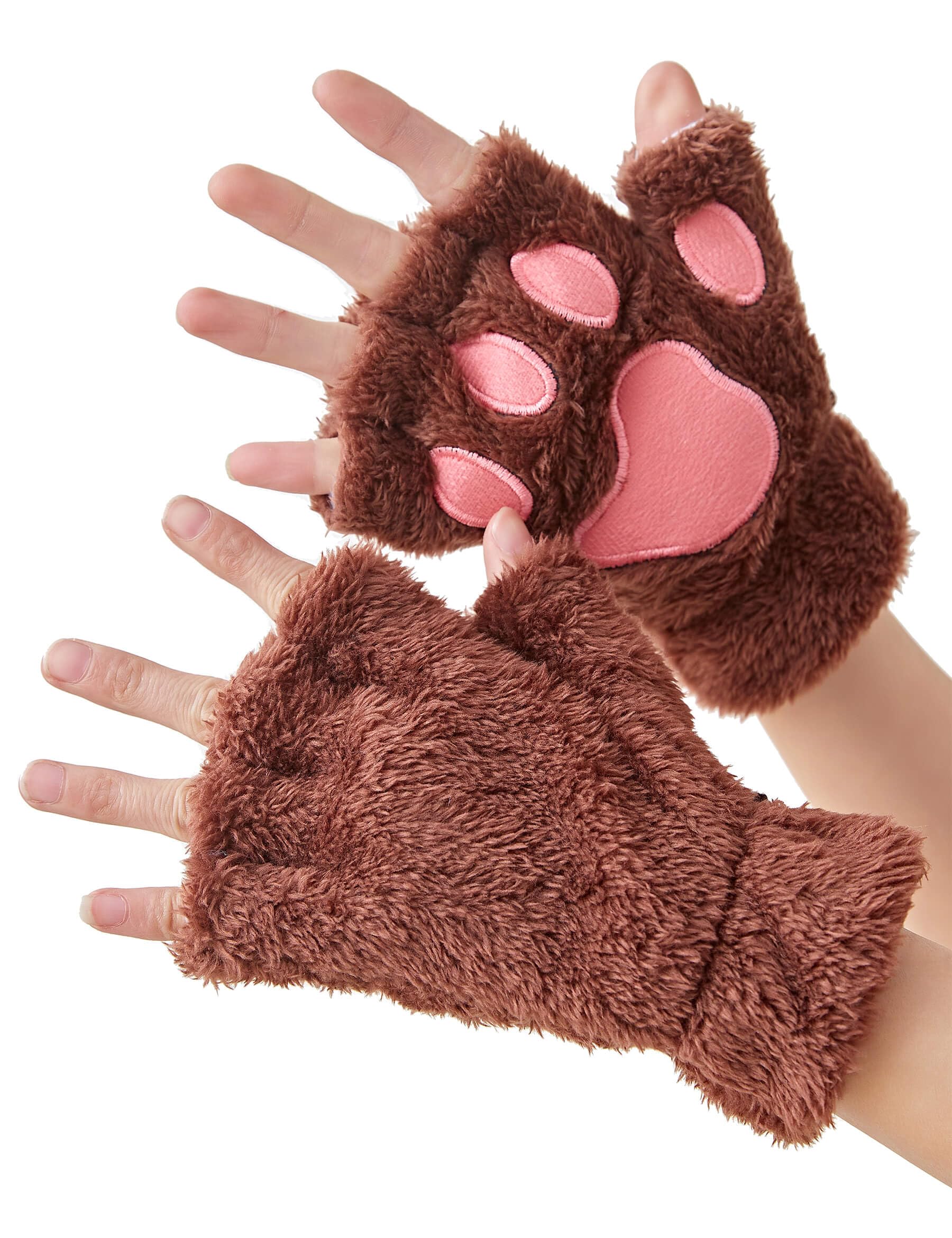 OTPEH Cat Paws Gloves Fingerless Bear Furry Paw Cute Hand Gear Cosplay Costume Accessories