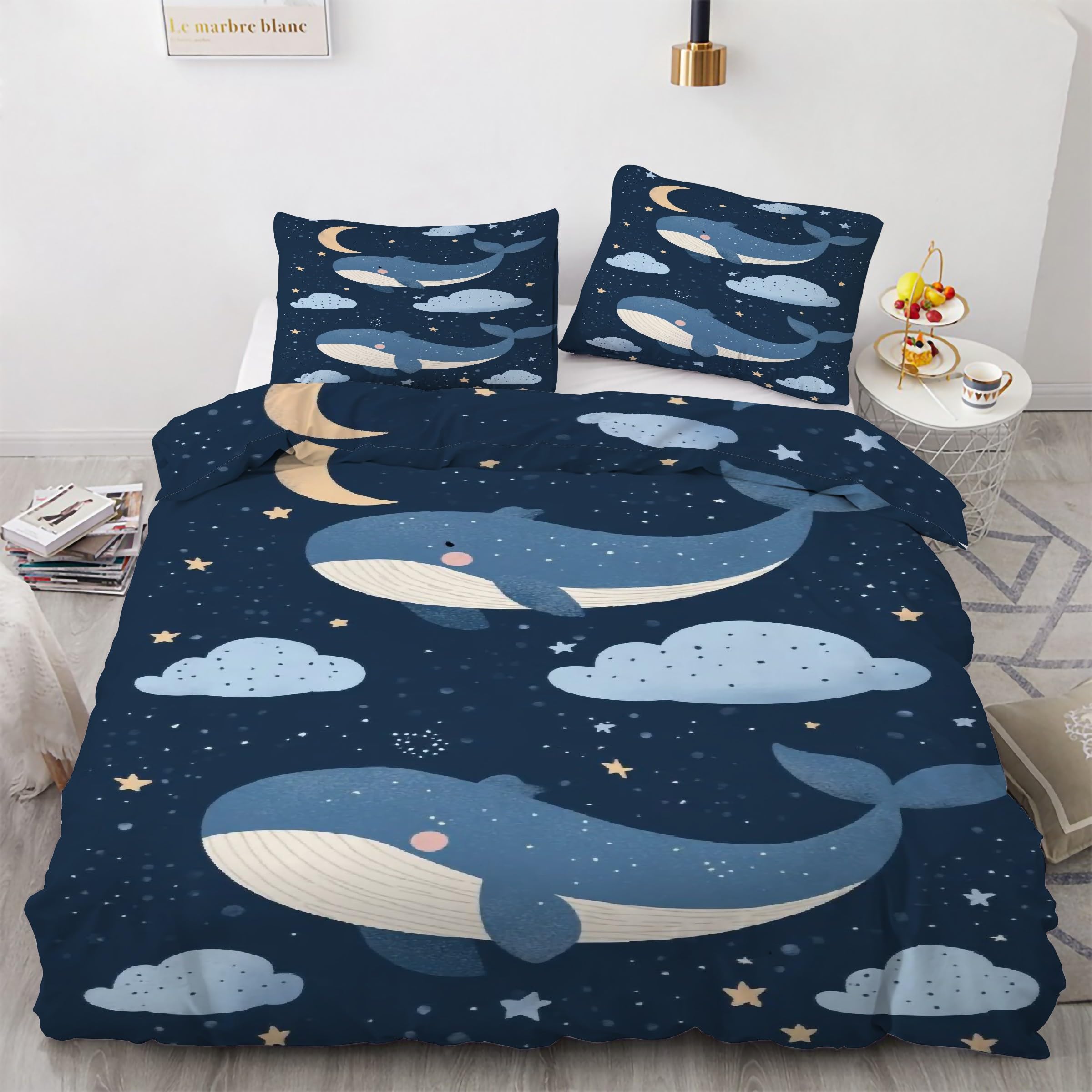 Housse de couette 200x200 dauphin en microfibre douce anti-plis