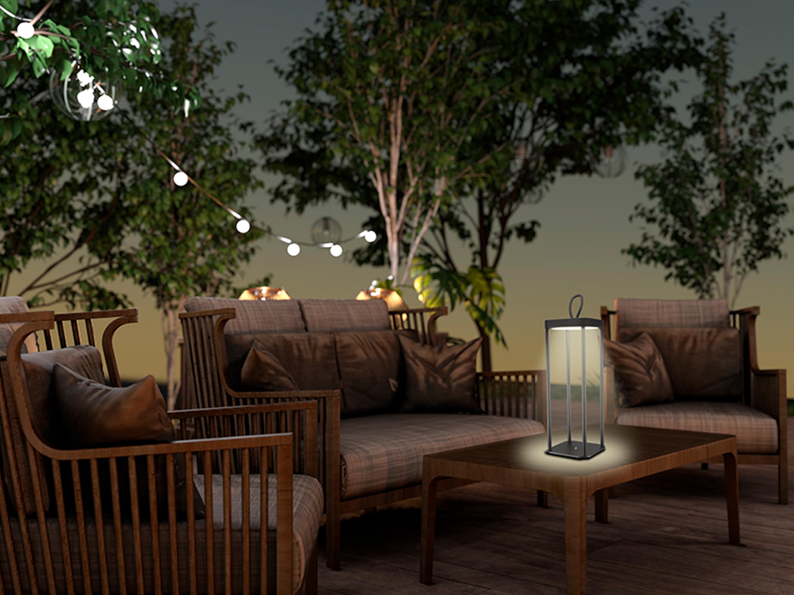 BEPER P207ILI100 Lampada da Tavolo LED Senza Fili, Luce LED Calda, Intensità Regolabile, Lampada da Esterno e Interno Ricaricabile, IP44, USB Type-C Inclusa, Autonomia 12 Ore