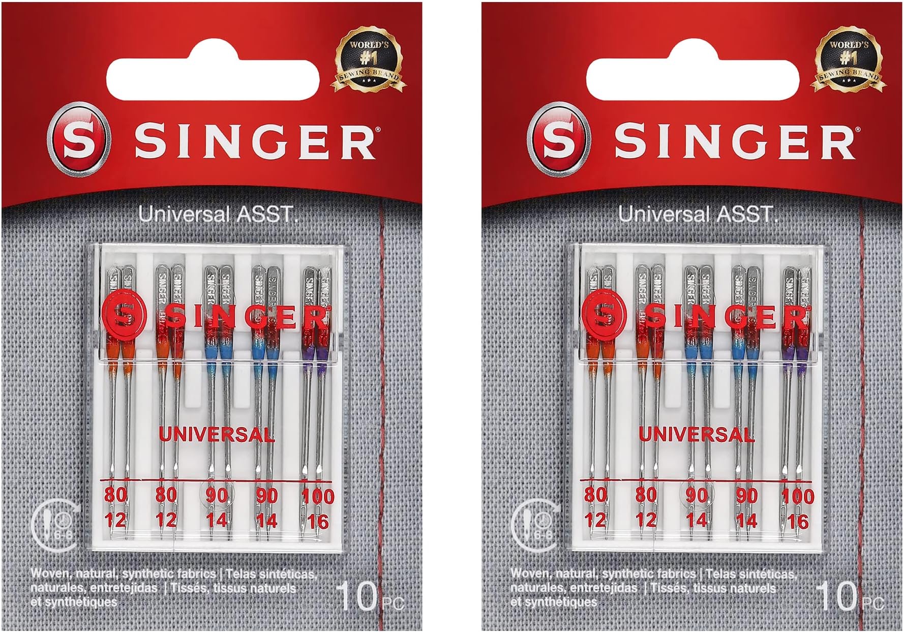 SINGER Universal Regular Point Machine Needles, 20-Count, Sizes 80/12, 90/14, 100/16