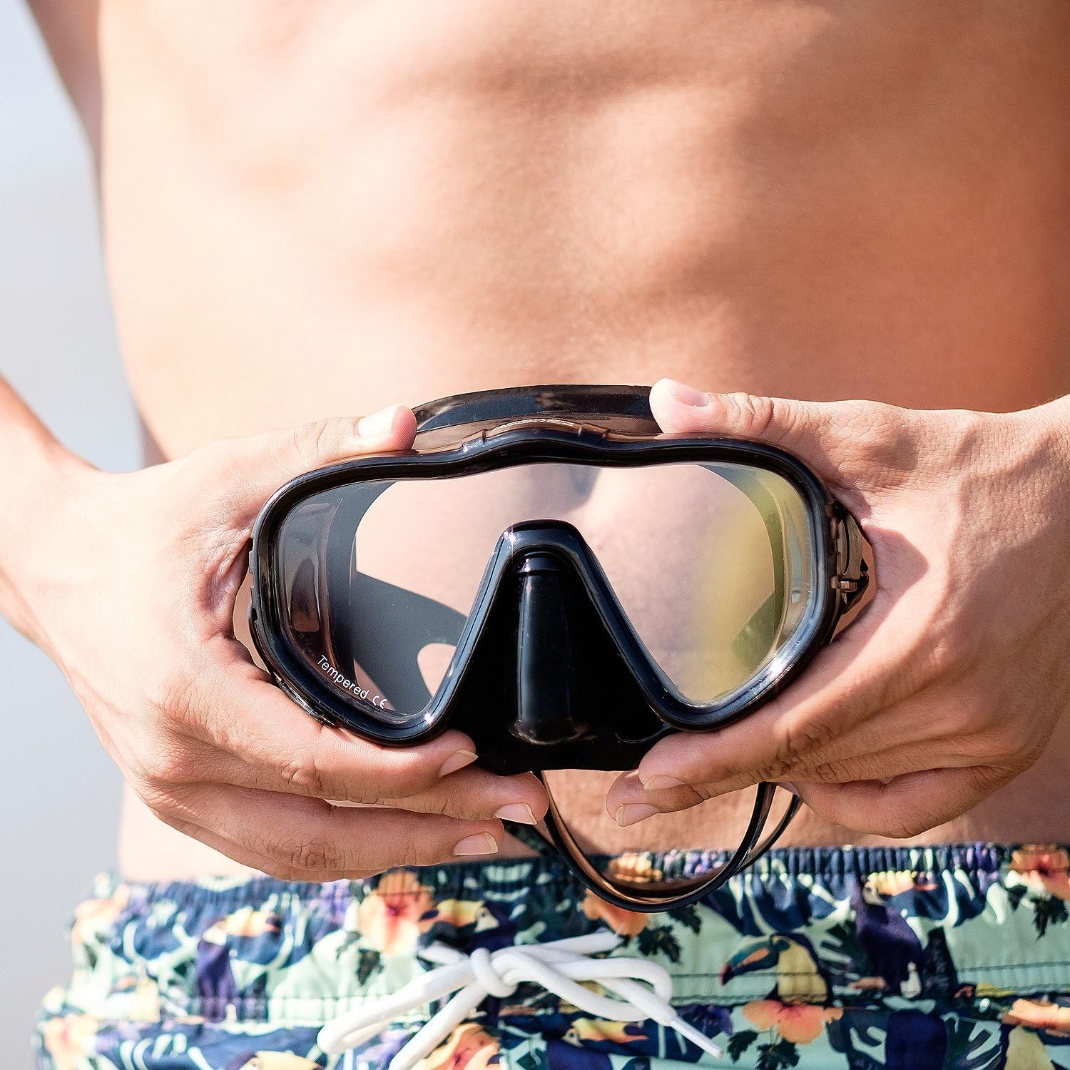 Maska do nurkowania z akwalungiem, ochrona przed zaparowaniem i promieniowaniem UV, okulary pływackie ze szkła hartowanego, maska do snorkelingu, przeciwmgielna, bez wycieków, gogle do