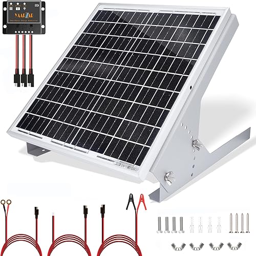 Miniatura 9 de Kit de panel solar de 30 vatios y 12 V con paneles solares ajustables, soportes de montaje inclinable y controlador de carga solar PWM de 5 A 12 V24