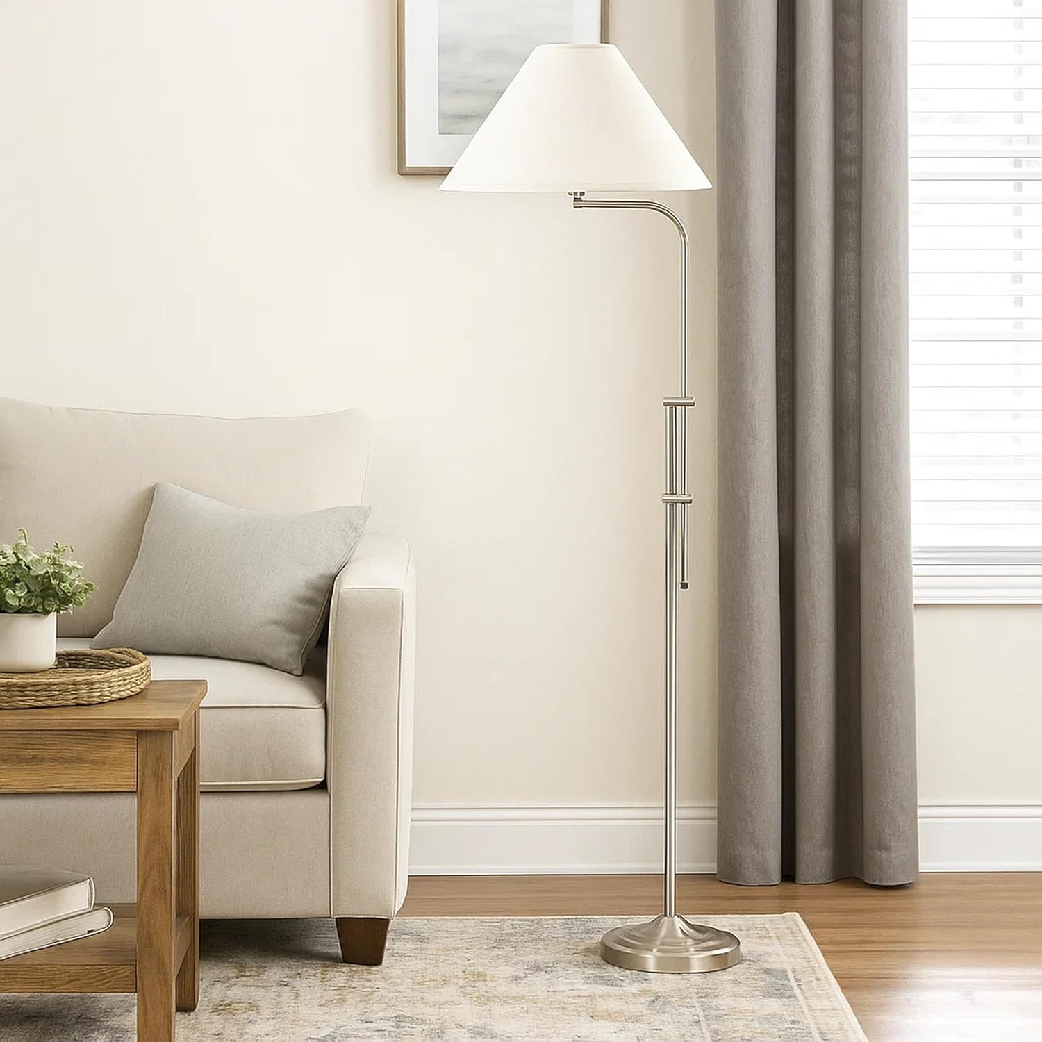 3 Way Metal Floor Lamp with and Adjustable Height Mechanism
