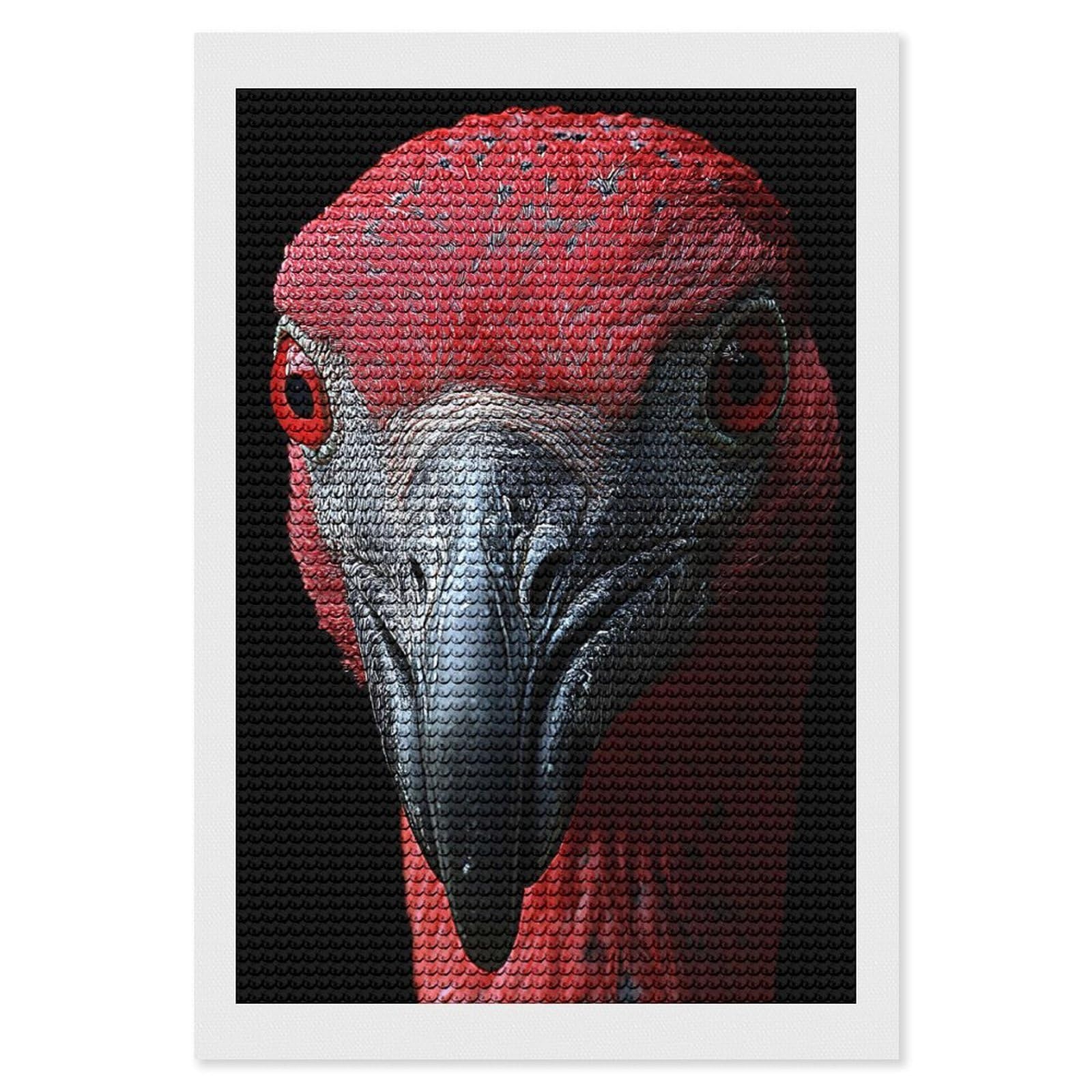 Junmoney Scarlet Ibis Portrait Diamond Art Kit 8"x12", Modern Decor, Farmhouse Decor, Home Wall Art, Festive Craft Gift, Handmade Wall Decor
