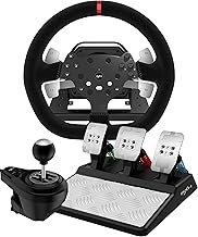 PXN V10 Gaming Steering Wheel, PC Wheel 270/900°, Force Feedback Racing Wheel with Pedals, Shifter, Paddle Shifters, and Tool App, Gaming Wheel for PS4, PC, Xbox One, Xbox Series X & S