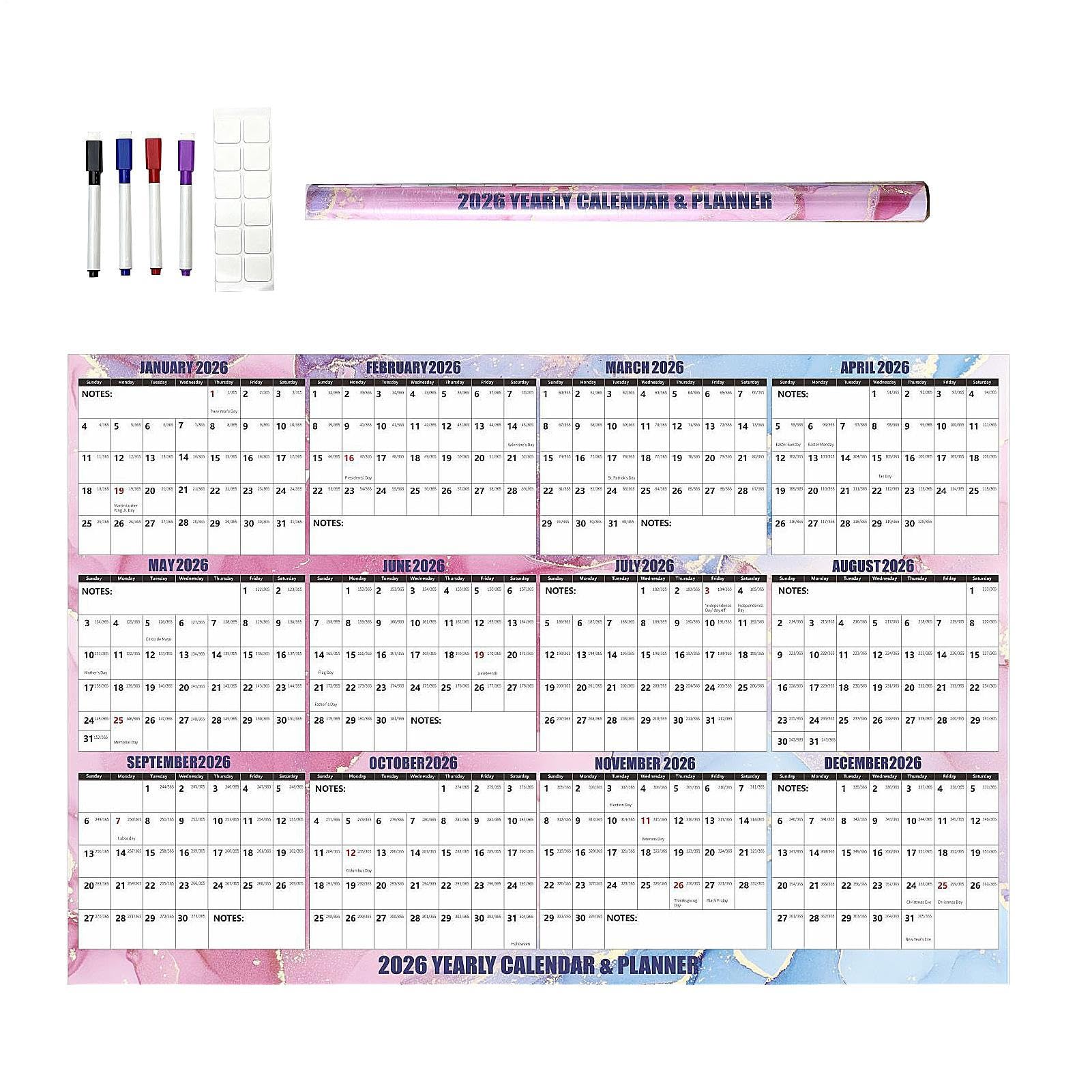 Calendario 2026 Scrittura Liscia Cancellabile a Secco | Poster Calendario Da Parete Decorazione Casa per Promemoria Pianificazione Programma Scuola Ufficio Soggiorno Camera da