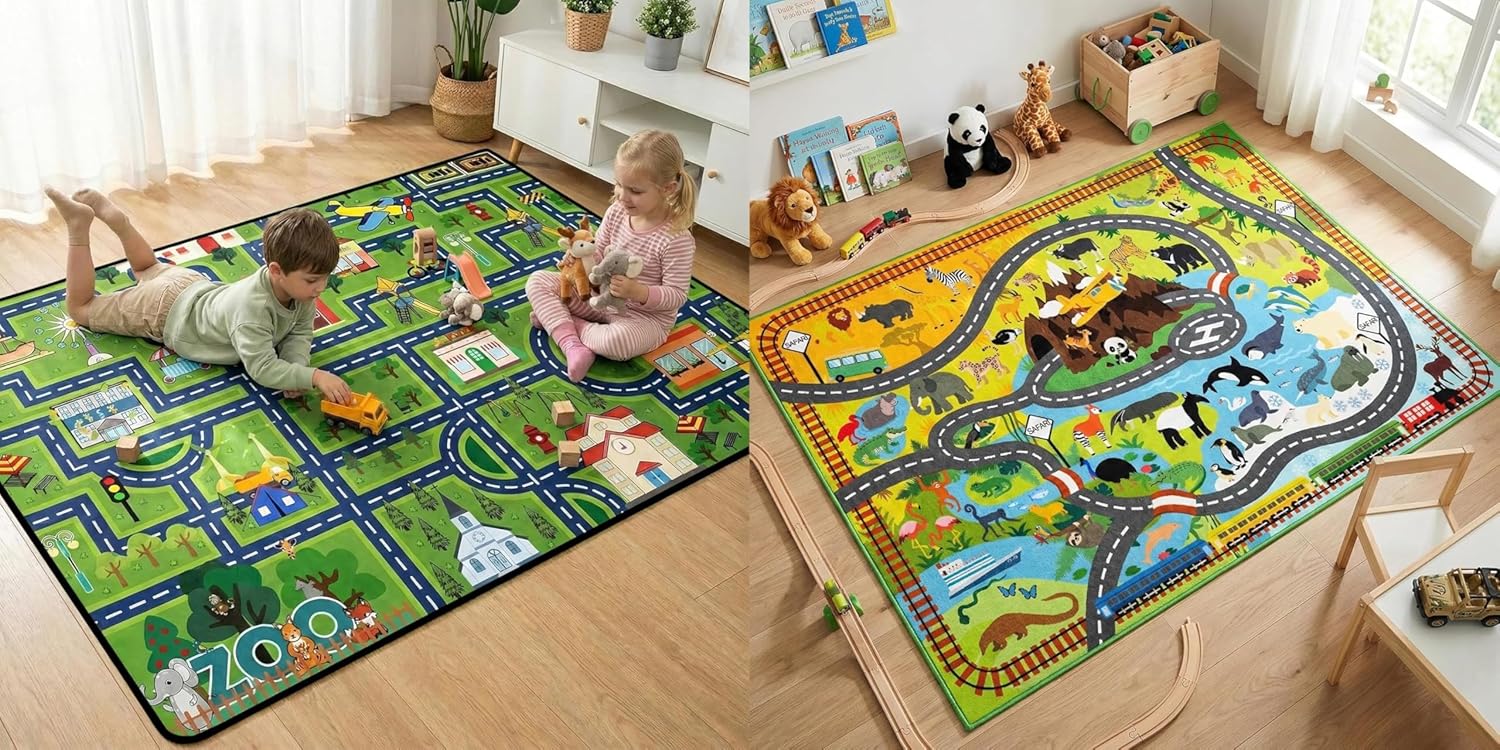 2.5x4 Feet City Life Road Traffic Carpet+4.5x6 Feet City Life Road Traffic Carpet