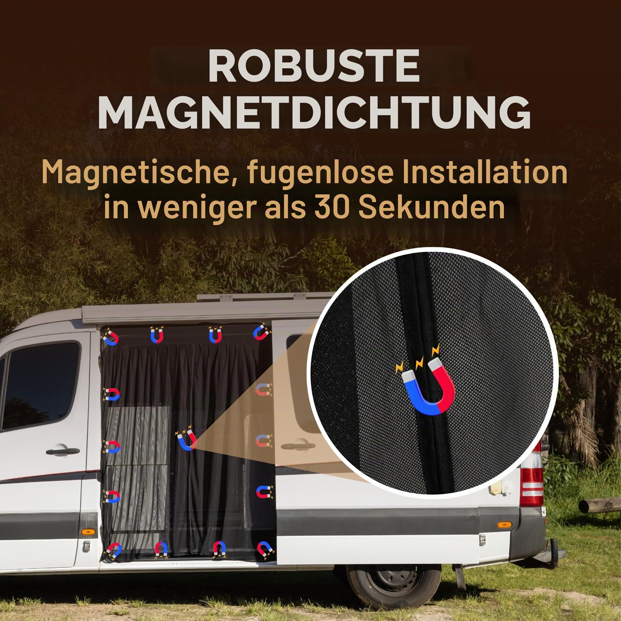 Moskitonetz für Mercedes Sprinter Opel Movano Ford Transit FIAT Ducato Seitentür Magnetverschluss