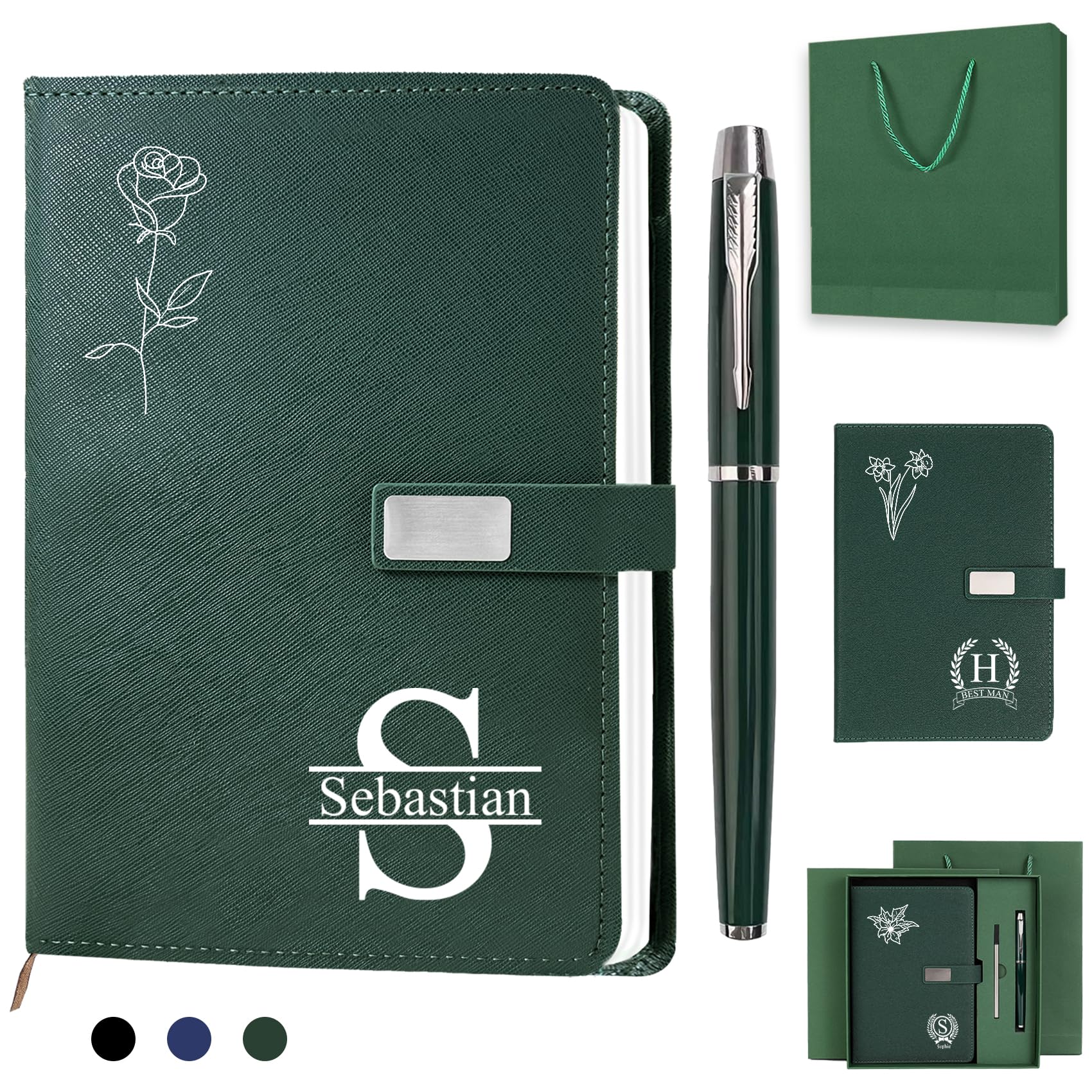 XNBTIM Personalised A5 Notebook Diary, Customizable Text, Faux Leather Material - 200 Pages, Horizontal Line Notebooks, Personalized Gifts Suitable for Office, Study, and Business Occasions.