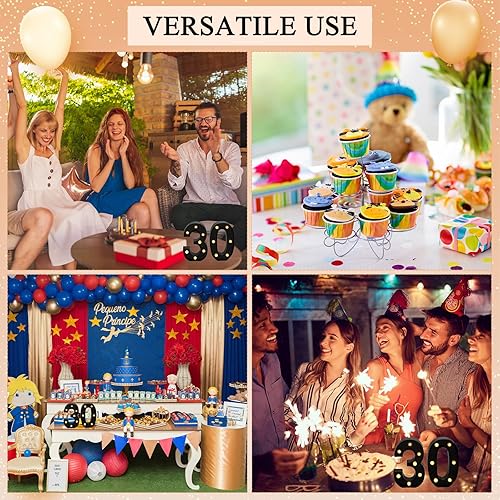 Miniatura 7 de 2 luces LED de marquesina de 8.46 pulgadas, letreros de números iluminados negros del 30, 40, 50, 60, para decoración de fiesta de cumpleaños