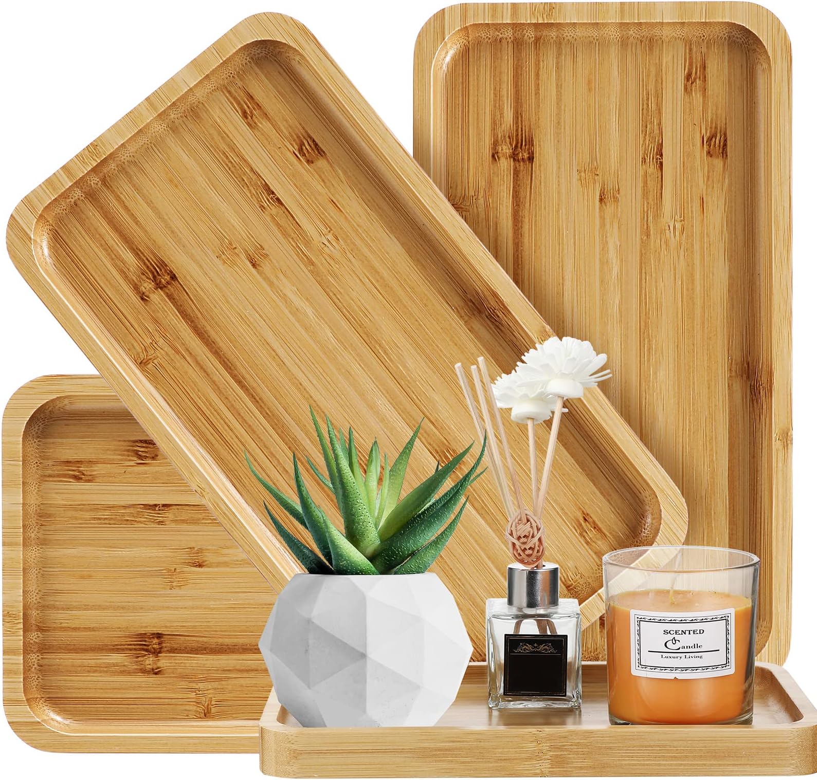 Amazon.com: Bamboo Vanity Tray, Bathroom Sink Vanity Trays Bathroom ...