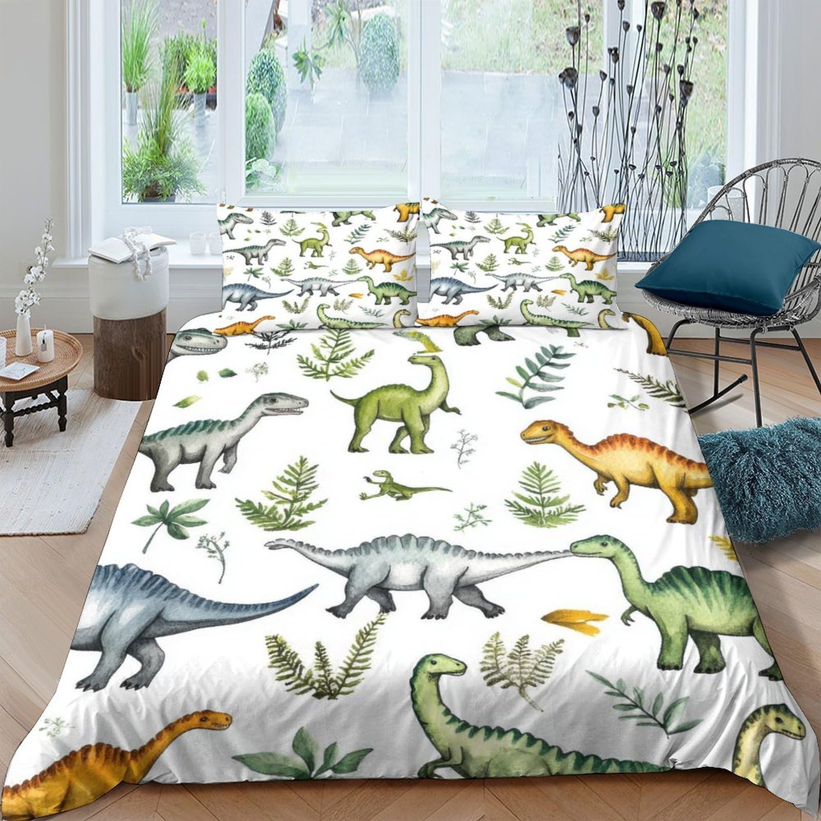 Ctjqhvkz Style-10 3D Printed Dinosaur Forest Fitted Sheet Microfiber Soft Non-Slip Bed Sheet For Bedroom Dorm Apartment Decoration Single（135X200cm）