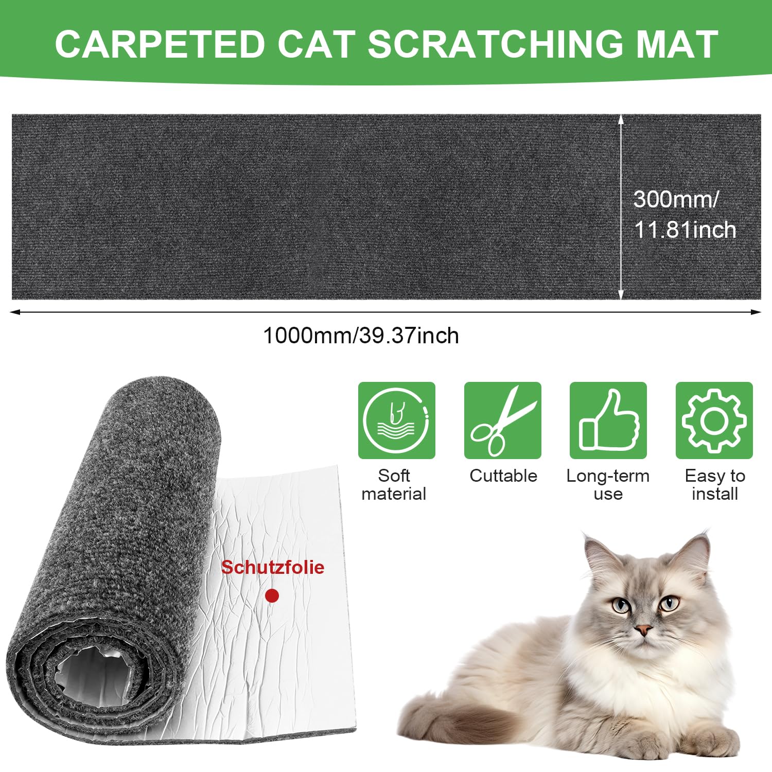 Mata do drapania dla kota do przycinania dywan drapak dla kota 30 × 100 cm DIY mata do drapania bezpieczna samoprzylepna naklejka dla kota Scratcher chroni dywany i sofy