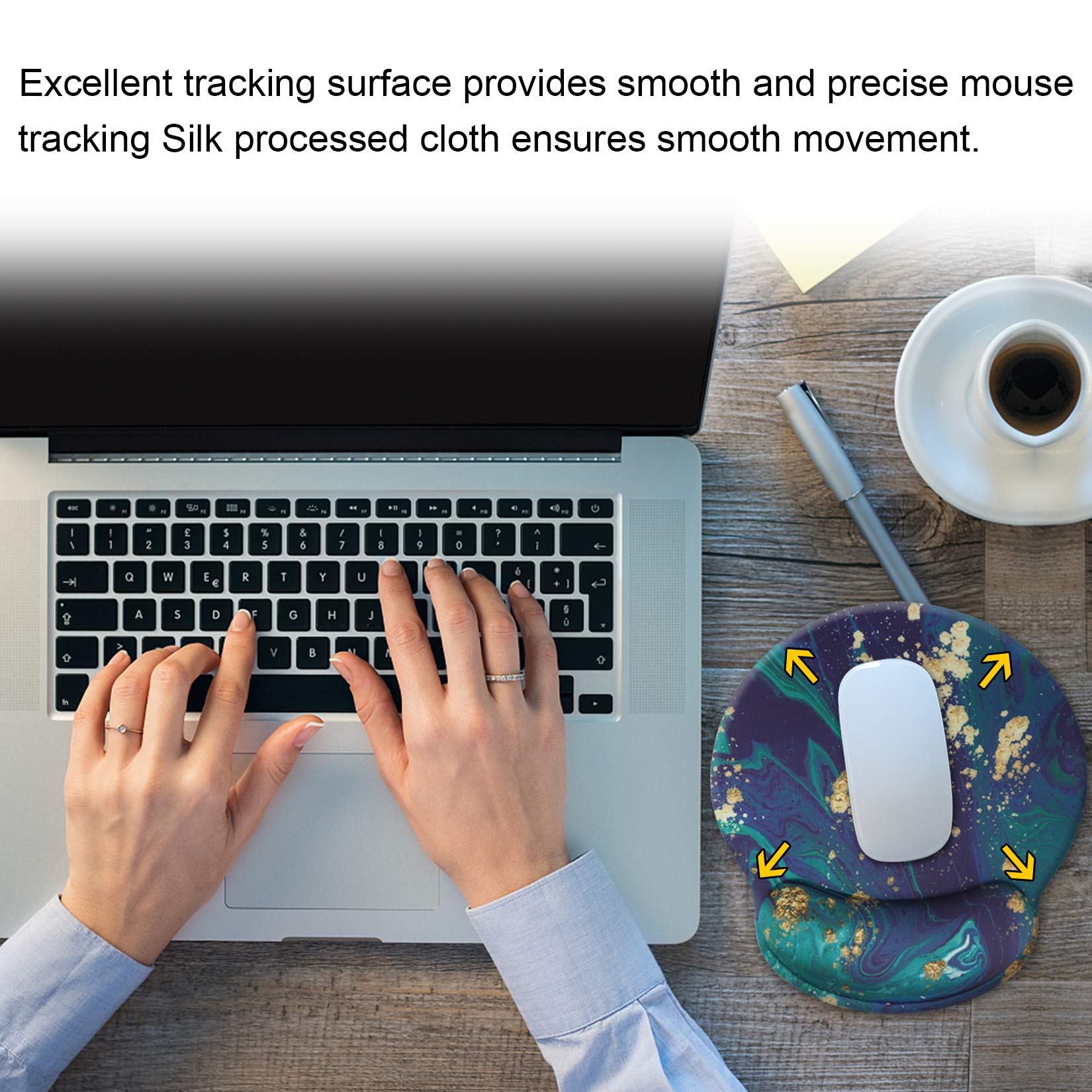 Tappetino Mouse Con Poggiapolsi - Memory Foam, Antiscivolo, 25x23cm, Nero - Foto 7