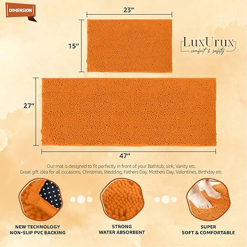 Miniatura 2 de LuxUrux Juego de 2 alfombras de baño, alfombras de baño de felpa extra suave, alfombras de baño para ducha, material de microfibra de felpilla de 1