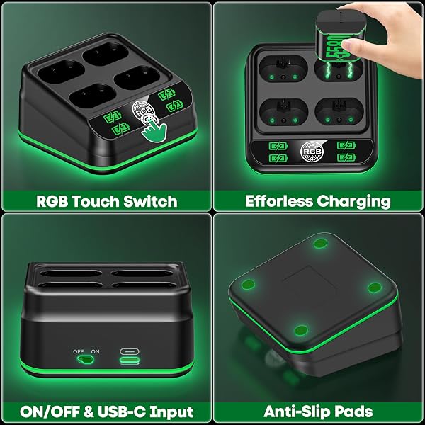 Charger for Xbox One Controller Battery Pack with 4 x 5580mWh Rechargeable Battery Packs for Xbox One/Xbox Series X|S, Xbox One Accessories for Xbox Series X|S - 3