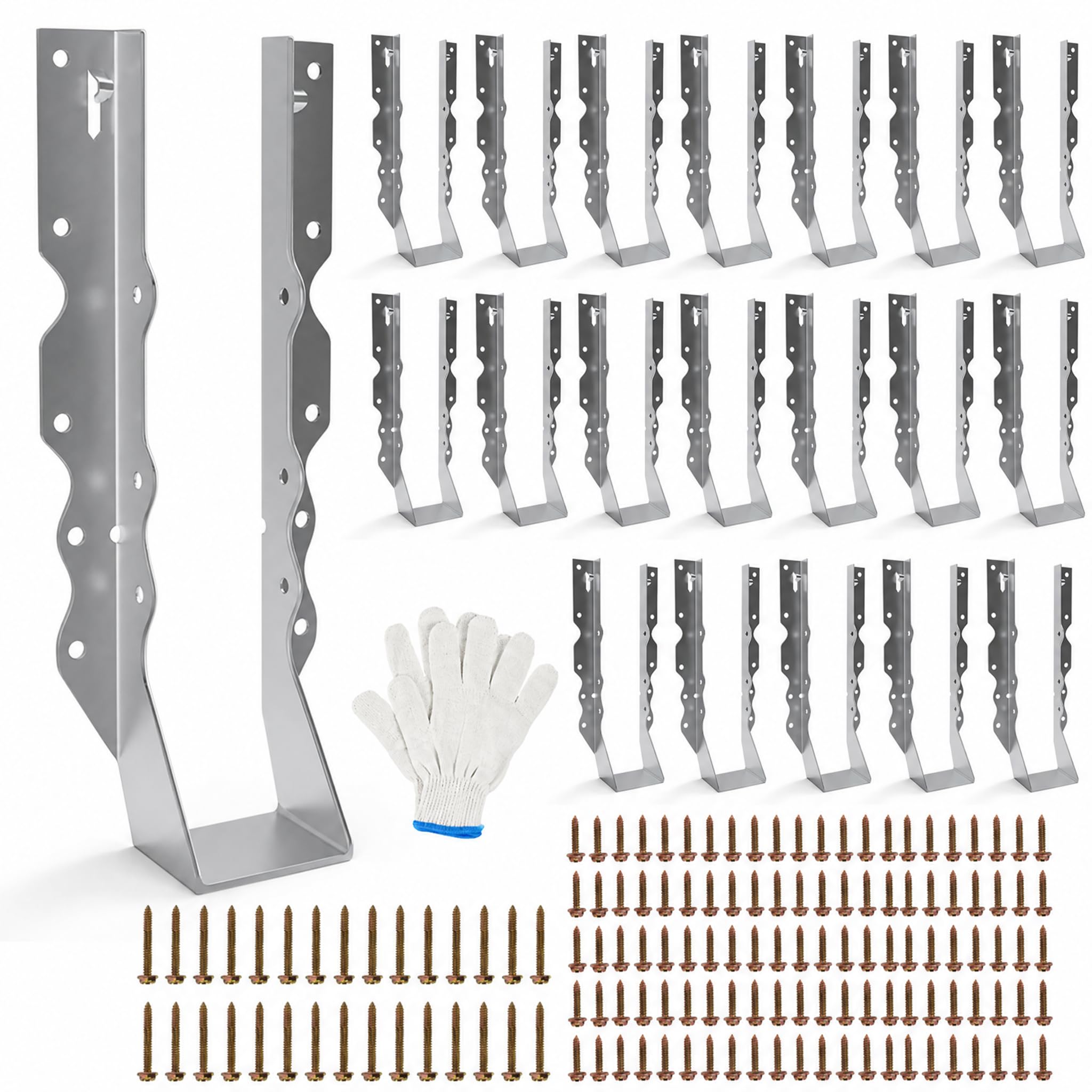 25 pcs 2x10 Joist Hangers with Screws, Galvanized Face Mount Hurricane Tie