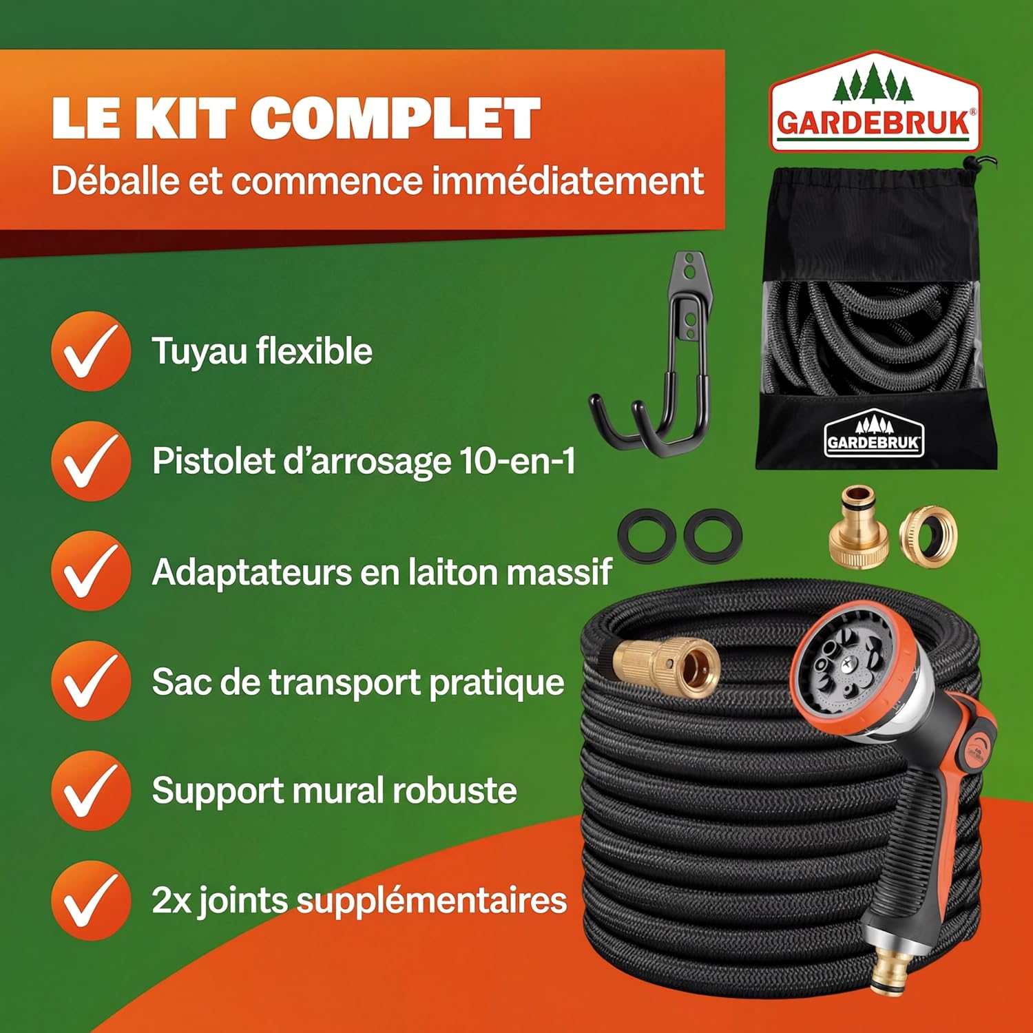 tuyau arrosage extensible gardebruk – vue détaillée