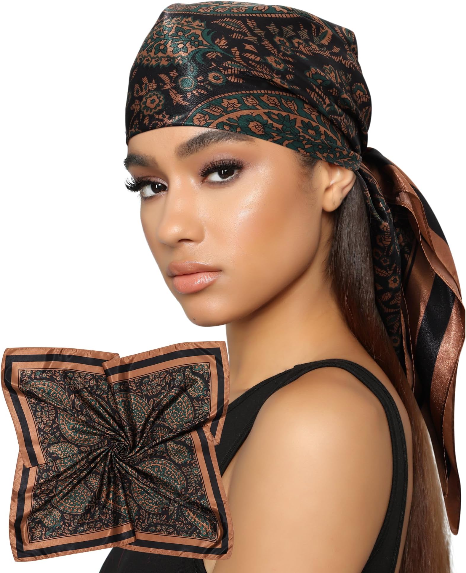 35” Satin Head Scarf for Women Like Silk Scarf for Hair Scarf Satin Hair Bandana Women Headscarf Hair Wrap Scarf Neck
