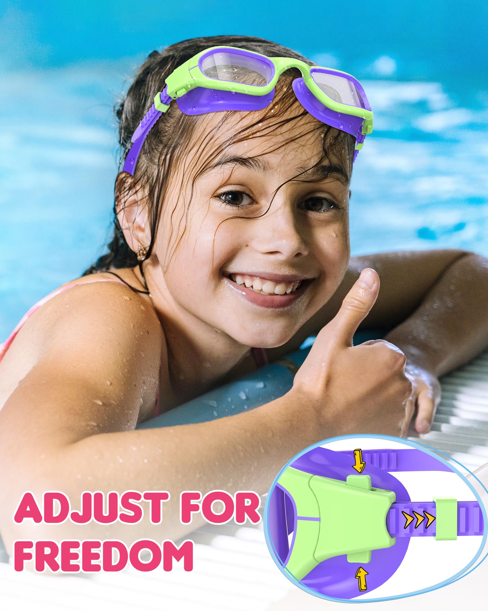 Zeligerstar Kids Swimming Goggles, Swimming Goggles for Kids 6-14, Anti Fog, UV Protection, No Leaking Wide Vision for Boys Girls - Image 4
