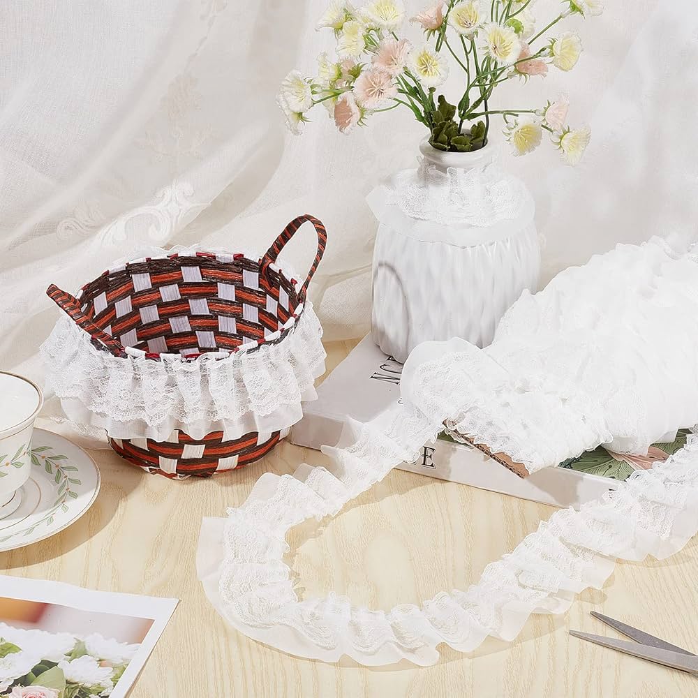 10 Yards 4.72"/12cm Organza Ruffled Pleated Lace Fabric Trim Pink Retro Ruffle Pleated Chiffon Trimmings Polyester Border Lace Fabric Diy Wedding Dres A57d610c 8333 4324 935f B68517e8b2f2.5c96740b43371fdd363d112a9b17abb3