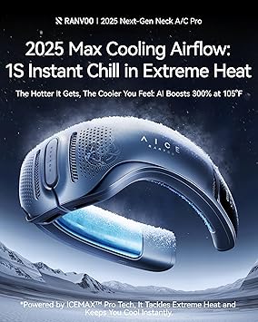 RANVOO Save $59 to Get Mini & Powerful Handheld Fan Graphite Black and Neck Air Conditioner Blue