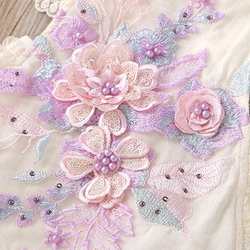 Miniatura 5 de IDOPIP Conjunto de ropa de 1er cumpleaños para niñas con estampado floral, estilo bohemio, con encaje, tutú y diadema de princesa