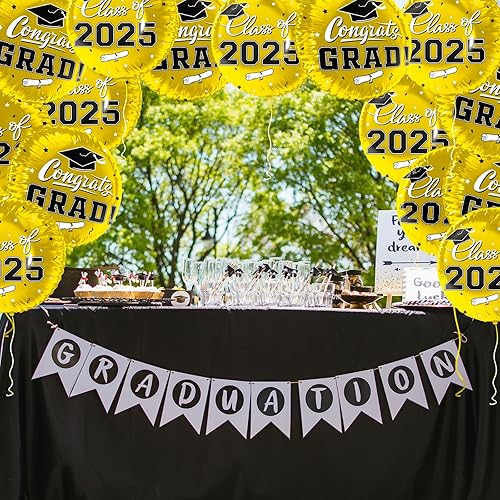 Miniatura 7 de Decoraciones de fiesta de graduación globos de graduación de felicitaciones para suministros de fiesta de graduación 2023 12 globos dorados de clase