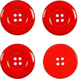 YAKA 50pcs 4 Holes Round Sewing Resin Buttons1.5inch/38mm in Bulk for Environmental Sewing Fasteners Scrapbooking DIY Sewing Tailor Crafts Coats Clothe Red