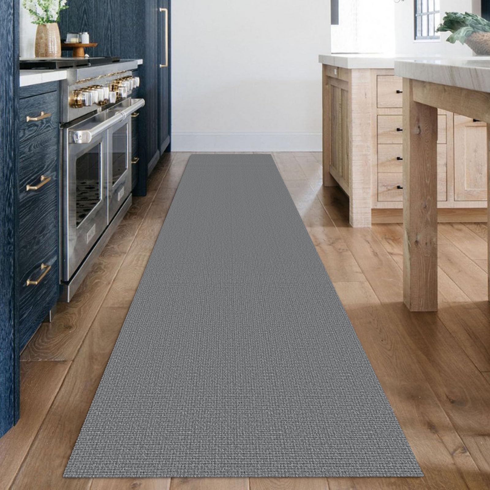 KOZYFLY 2x12 Long Runner Carpet, Washable Woven Non Slip Hallway Rug, Grey — image 1