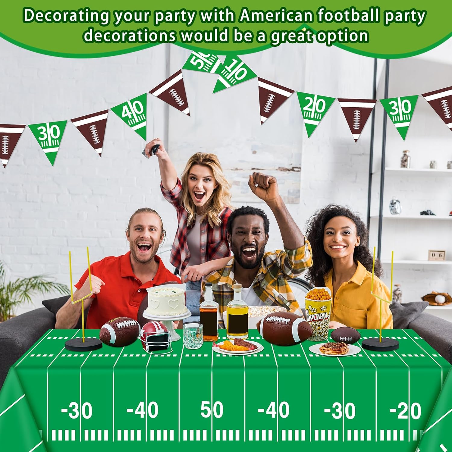ShinyRelief 5 Pcs Football Goal Post Party Decorations Football Field Goal Post Centerpiece Sports Court Tablecloth Decor Table Decorations Pennant Banner for Birthday Party Game Day Supplies