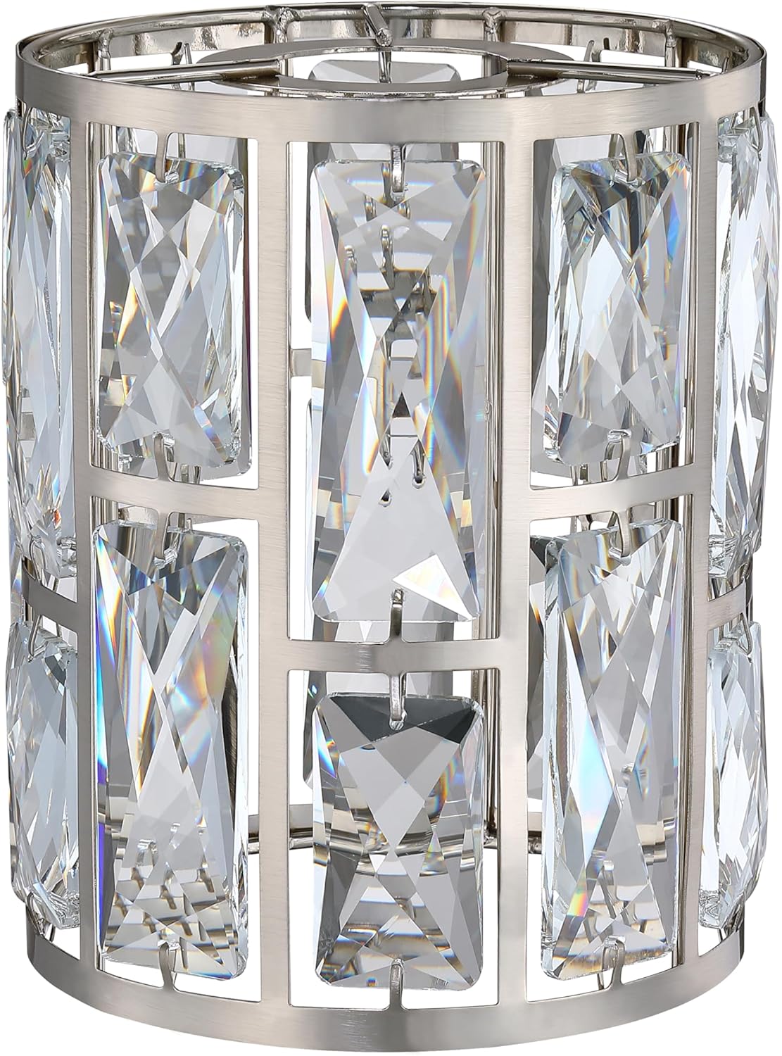 doraimi lighting 1 pack crystal metal pendant ceiling chandelier wall sconce lamp replacement covers shade fixture brushed nickel finish,1.66" fitter size,6.1" high*5.3" diameter 1 pack brushed nickel