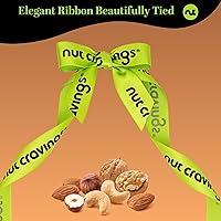 Vista 5 de NUT CRAVINGS - Cesta de regalo de nueces mixtas de Pascua en bandeja reutilizable de madera de diamante + cinta verde (12 surtidos) regalos