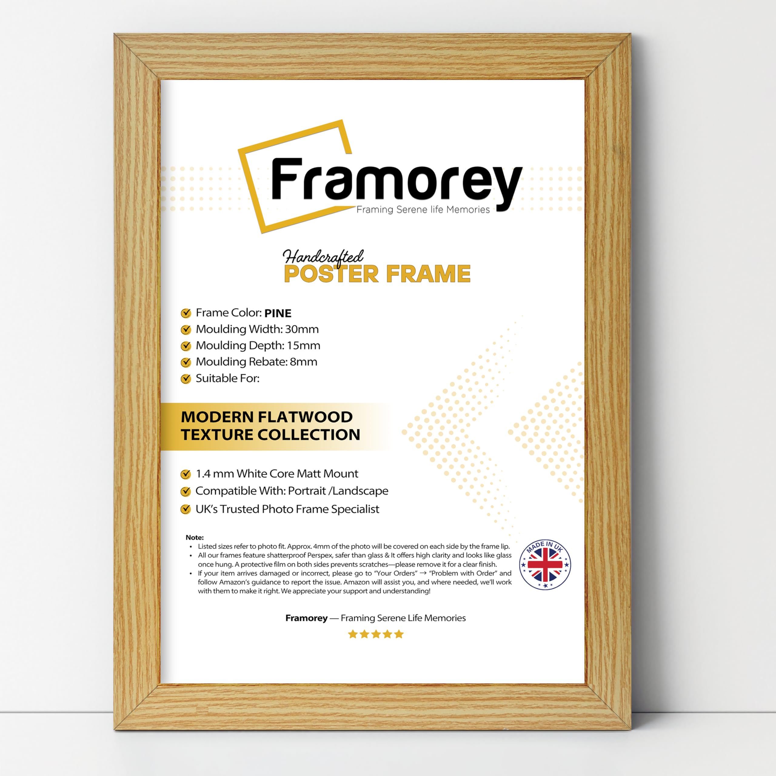 Framorey Modern Pine Photo Frames, 16x7 Inch Size, Collage & Landscape Frames for Wall Décor, Various Sizes