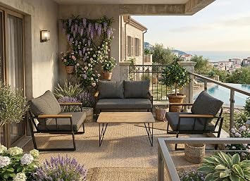 Çözüm Home - Sümbül Modern Bahçe ve Balkon Mobilyası (Koyu Gri)