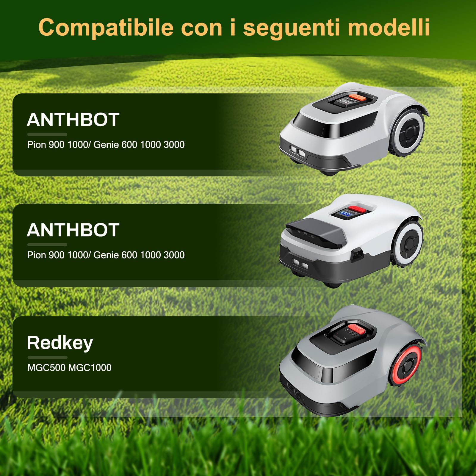 【Taglio Più Efficiente】 Dischi Lama + 6 Pezzi di Lame di Ricambio Compatibili con ANTHBOT Pion 900 1000 / Genie 600 1000 3000, Redkey MGC500 MGC1000， Tosaerba Robotico